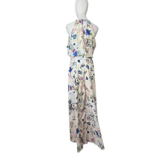 2Bella Floral Print Halter Maxi Dress Size M – High Low Overlay Skirt - Picture 5 of 9